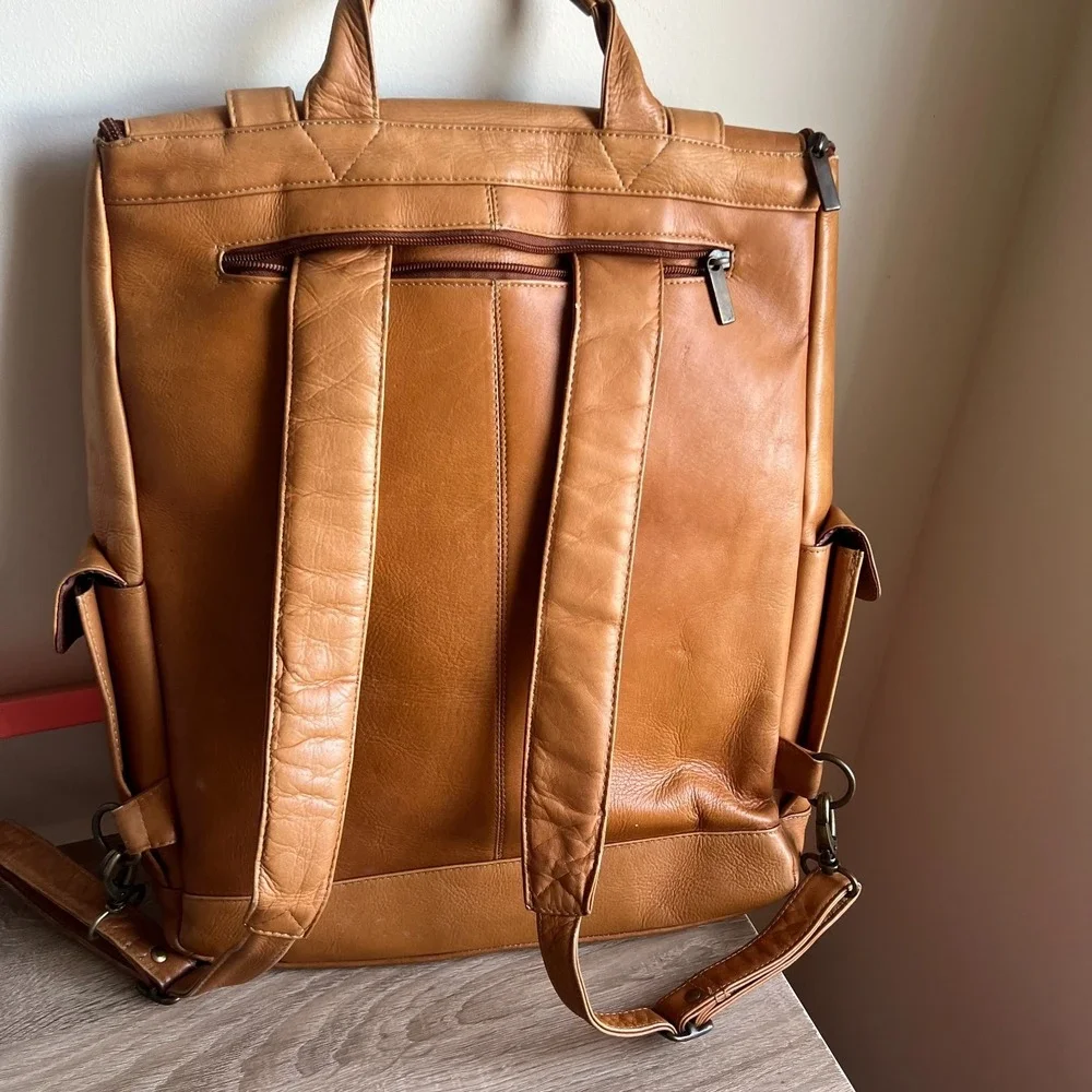 Charlie's Leather Dante XL‎ Laptop Flap Back Pack Leather Distressed Travel READ